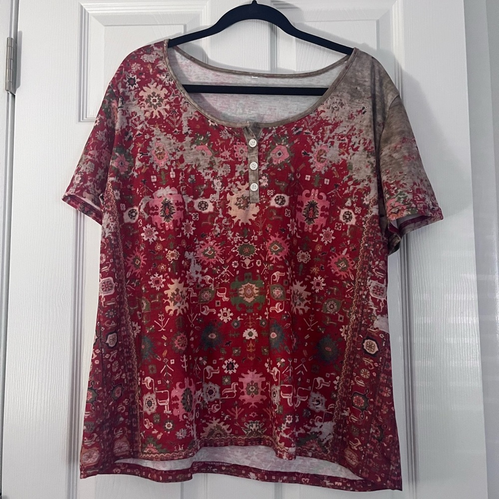 Floral Red Women's Top